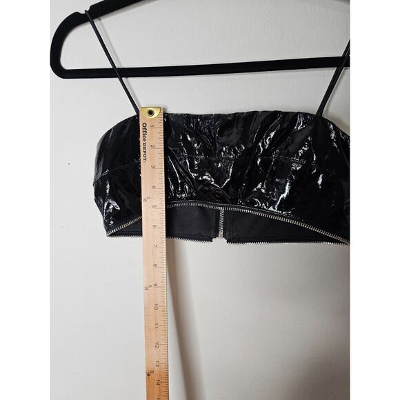 I. Am. Gia. Black Isla Patent Leather Bralette Spaghetti-Strap Zipper Detail XS - Picture 7 of 9